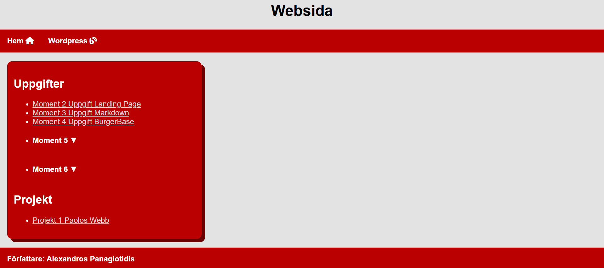 landing page